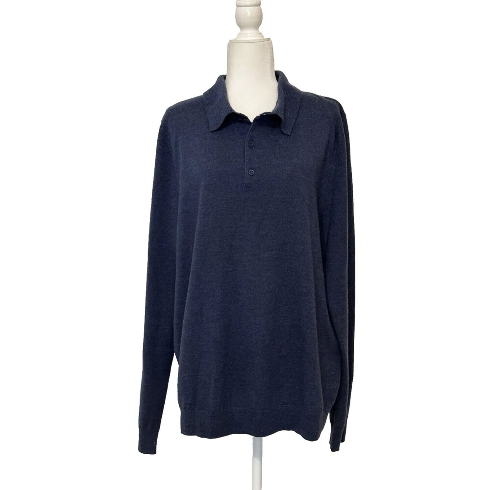 Nordstrom Man Bundle (2) Size XL Tall Extra Fine Merino Wool Collared Sweater